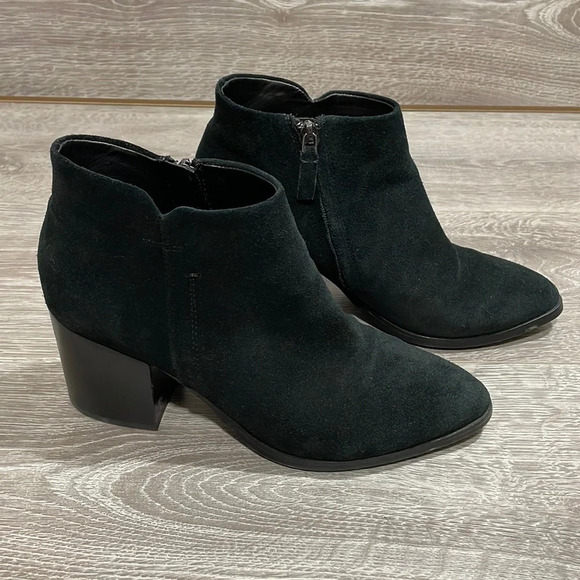 Marc Fisher Black Suede Leather Heeled Ankle Boots 9M - Picture 1 of 15